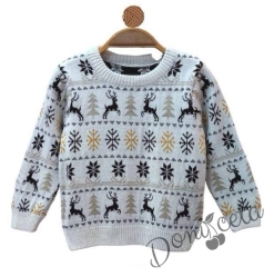 Knitted Christmas sweater in blue with a snowman