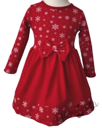 Official children's dress with long sleeves in red with lace and tulle