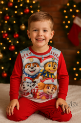 Детска коледна пижама с Пес Патрул в червено