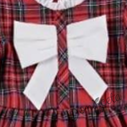 Детска коледна рокля с дълъг ръкав в червено каре с панделка