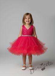 Интересна официална детска/бебешка рокля в циклама с блестящ тюл Лиора