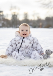 Бебешки зимен ескимос за момиче в светлолилаво със зайчета