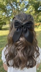 Панделка с фиба в черно за коса