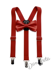 Комплект от папийонка с тиранти за момче в червено с папийонка от колекция Червеника