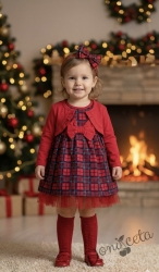 Детска рокля Карена за момиче и болеро в червено 