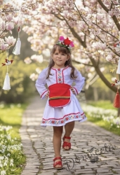 Детска народна носия 17-комплект пола, риза и престилка с фолклорни/етно мотиви 