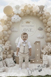 Спортно-елегантен комплект в бежово за момче от 4 части елек, риза в бяло, панталон и папийонка  от колекция Бежина