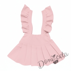 Детски сукман в розово оттрико с плисирана пола