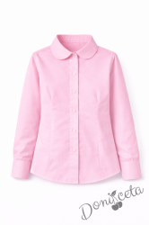 Детска риза в розово за момиче с дълъг ръкав Нами