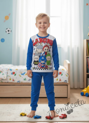 Детска пижама  Лабубу за момче с дълъг ръкав в синьо 