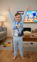 Детска пижама Соник с дълъг ръкав в светлосиньо 