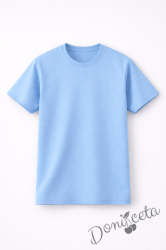 Детска тениска в светлосиньо, подходяща за момче или момиче и за ученическа униформа 