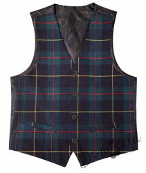 Кариран елек за момиче в тъмносиньо и зелено, подходящ и за ученическа униформа 