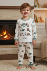 Детска пижама за момче с мечета в бяло и тюркоаз