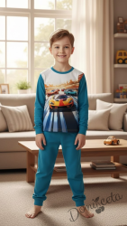 Детска пижама за момче в синьо с коли