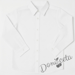 Детска риза с дълъг ръкав в бяло за момче от колекция Снежина