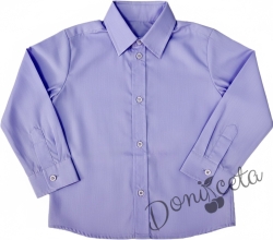  Детска официална риза с дълъг ръкав в лилаво за момче от колекция Лилавина