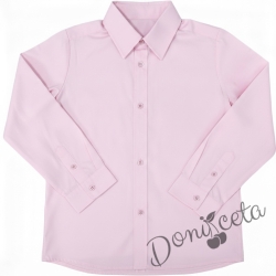  Детска официална ризка с дълъг ръкав в светлорозово за момче от колекция Розовина