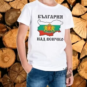Патриотична детска тениска с къс ръкав в бяло 814645