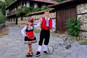 Детска народна носия 20- комплект от сукман с престилка с фолклорни/етно мотиви за момиче