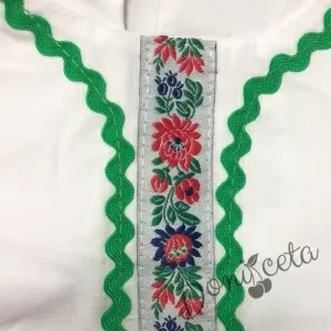 Детска народна носия 1- комплект пола, риза, престилка и елек с фолклорни/етно мотиви 