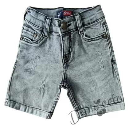 Прави къси дънки в графитено сиво за момче 979864