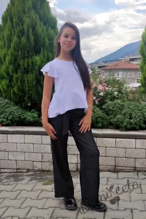 Комплект за момиче от блуза в бяло и панталон 5