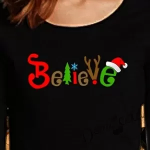 Дамска блуза с дълъг ръкав в черно Believe 2