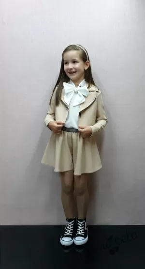 Пола-панталон за момиче в бежово с ластик