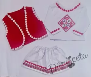 Детска народна носия момиче 47-риза, пола, и елек с фолклорни мотиви 1
