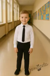 Детски официален комплект от риза в бяло , панталон в черно и вратовръзка  от колекция Черновина
