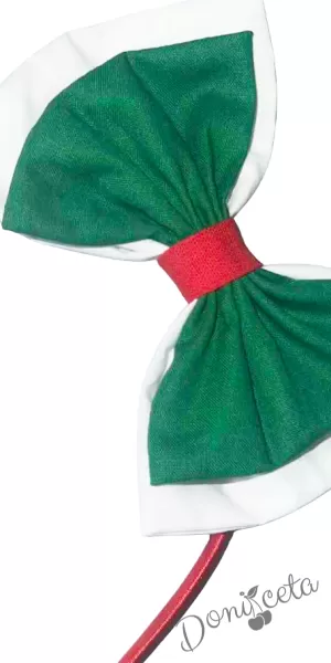 Диадема тип панделка в бяло, зелено и червено 2