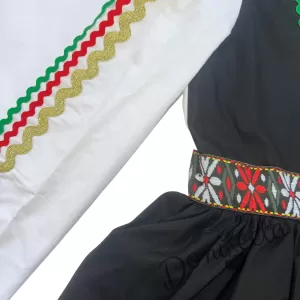 Детска рокля с дълъг ръкав в черно с фолклорни/етно мотиви тип народна носия 456