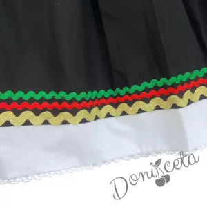 Детска рокля с дълъг ръкав в черно с фолклорни/етно мотиви тип народна носия 4