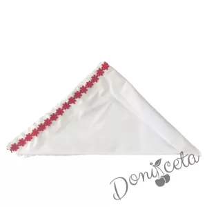 Забрадка в бяло с цветя в червено към народна носия 2