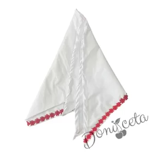 Забрадка в бяло с цветя в червено към народна носия 1