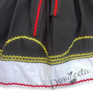 Детска рокля с дълъг ръкав в черно с фолклорни/етно мотиви тип народна носия 456219