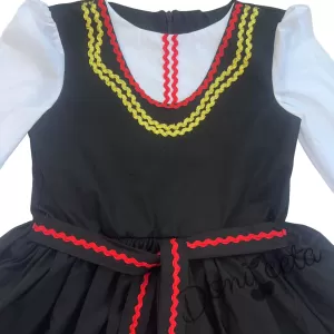 Детска рокля с дълъг ръкав в черно с фолклорни/етно мотиви тип народна носия 45621