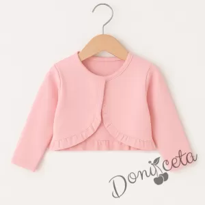  Детско/бебешко болеро за момиче в розово с къдрички 