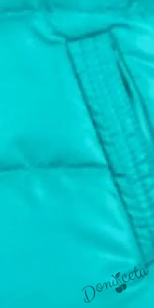 Детско  зимно яке за момче с качулка в тюркоаз 3