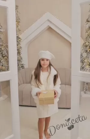 Детско палто в комплект за момиче от 3 части с рокля и барета Лилана