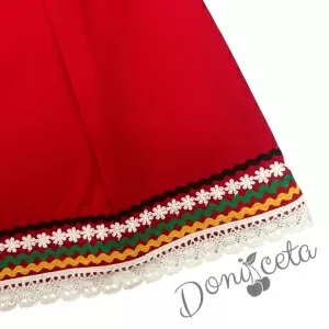 Детска рокля за момиче тип народна носия с фолклорни мотиви с дълъг ръкав и коланче 4