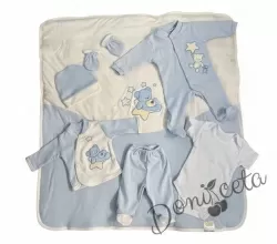 Бебешки комплект за изписване за момче светлосиньо от 7 части