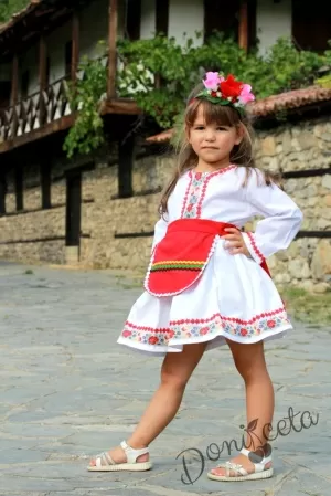 Детска народна носия 17-комплект пола, риза и престилка с фолклорни/етно мотиви 