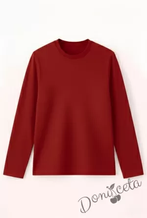 Детска блуза с дълъг ръкав в червено за момче или момиче и за ученическа униформа