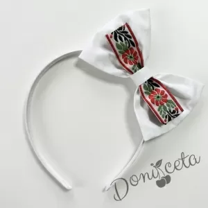 Диадема с фолклкорни/етно мотиви в бяло и мотиви