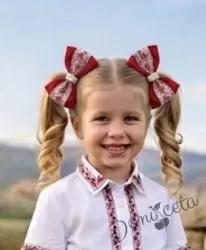 Комплект 2 броя панделки с фиби в червено с етномотиви