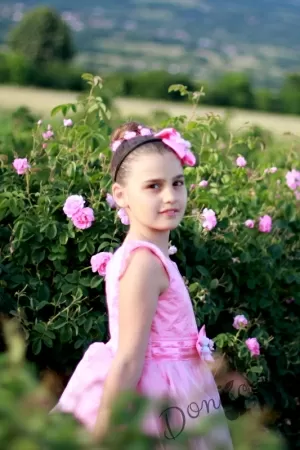 Официална детска дълга рокля в розово