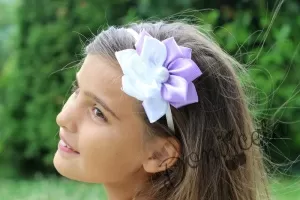 Ръчно изработена диадема  Симона в лилаво и бяло
