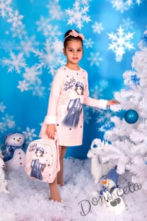Комплект от рокличка  в розово с раничка